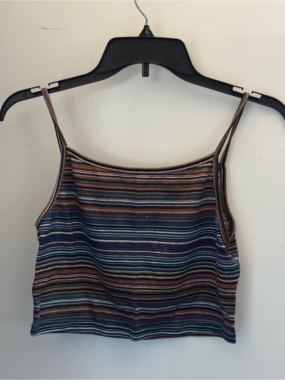 SHEIN Navy Brown Cream Striped Cropped Cami